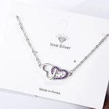 925 Silver Double Heart LOVE Necklaces Wedding Jewelry
