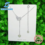 925 Silver Double Heart Necklace Pendant High Jewelry