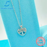 925 Sterling Silver Double Heart Necklace Pendant High Jewelry