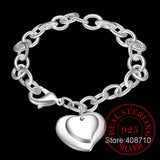 925 Silver Double Heart Pendant Bracelet Wedding Engagement Party Jewelry