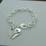 925 Silver Double Heart Pendant Bracelet For Woman Wedding Charm