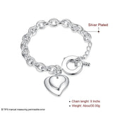 925 Silver Double Heart Pendant Bracelet Engagement Party Gift