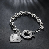 925 Silver Double Heart Pendant Bracelet Wedding Engagement Jewelry