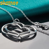 925 Silver Double Heart Pendant Necklace 16-30" Chain Women Party Charm