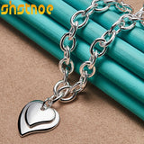 925 Silver Double Heart Pendant Necklace 18-Inch Chain