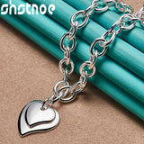 925 Silver Double Heart Pendant Necklace 18 Inch Chain Wedding Charm Jewelry