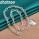 925 Silver Double Heart Pendant Necklace 18 Inch Chain Wedding Charm Jewelry