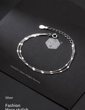 925 Silver Double Layer Bracelet Women Wedding Party Gift