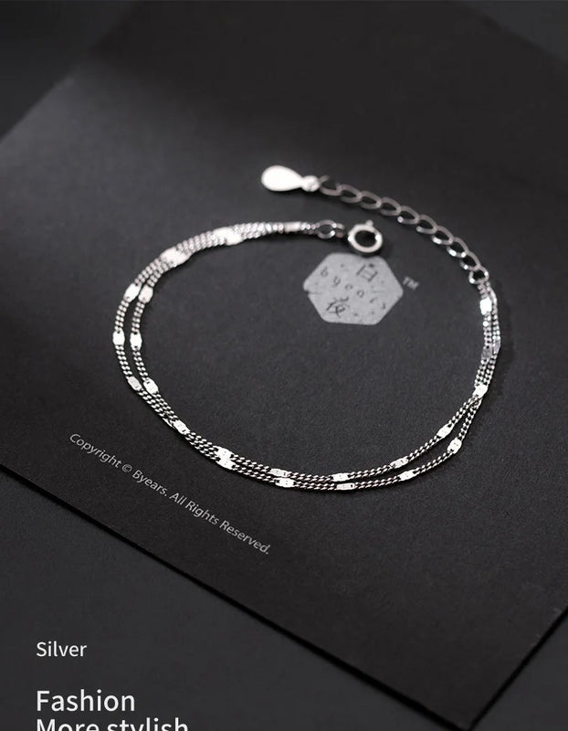925 Silver Double Layer Bracelet Women Wedding Party Gift