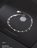 925 Silver Double Layer Bracelet Women Wedding Party Gift