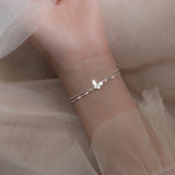 925 Silver Butterfly Bracelet Zircon Beads Ladies Student Gift