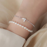 925 Silver Butterfly Bracelet Zircon Beads Ladies Student Gift