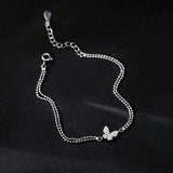 925 Silver Butterfly Bracelet Zircon Beads Ladies Student Gift