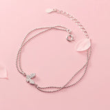 925 Silver Butterfly Bracelet Zircon Beads Ladies Student Gift