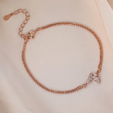 925 Silver Butterfly Bracelet Zircon Beads Ladies Student Gift