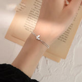 925 Silver Double Layer Butterfly Bracelet Zircon Beads