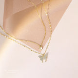 925 Silver Butterfly Necklace Women Zircon Clavicle Chain Jewelry
