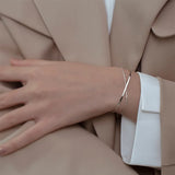 925 Silver Double Cross Bracelet Bangle Women Wedding Gift
