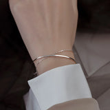 925 Silver Double Cross Bracelet Bangle Women Wedding Gift