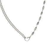 925 Silver Double Layer Love Heart Necklace for Women