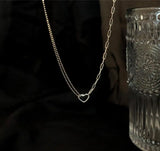 925 Silver Double Layer Love Heart Necklace for Women