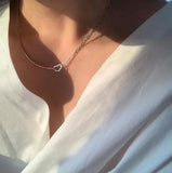 925 Silver Double Layer Love Heart Necklace for Women