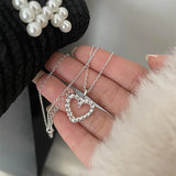 925 Silver Double Layer Love Necklace Vintage Charm Party Gift