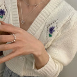 925 Silver Double Layer Love Necklace Vintage Charm Party Gift