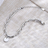 925 Silver Double Layer Round Bead Bracelet & Bangle Adjustable Women Jewelry