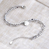 925 Silver Double Layer Round Bead Bracelet & Bangle Adjustable Women Jewelry