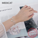 925 Silver Double Layer Round Star Bead Chain Bell Bracelet Female Jewelry
