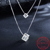925 Silver Double Layer Crystal Necklace For Women Choker