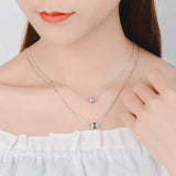 925 Silver Double Layer Crystal Necklace For Women S-N194