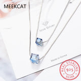 925 Silver Double Layer Crystal Necklace For Women S-N194