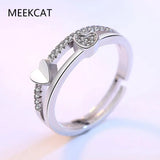 925 Silver Double Layer Stackable Ring Heart Buckle Eternity Band for Women
