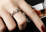 925 Silver Double Layer Stackable Ring Heart Buckle Eternity Band for Women
