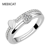 925 Silver Double Layer Stackable Ring Heart Buckle Eternity Band for Women