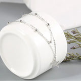 925 Silver Double Layer Star Necklace Zircon Pendant Chain
