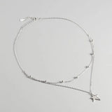 925 Silver Double Layer Star Necklace Zircon Pendant Chain