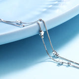 925 Silver Double Star Round Bead Charm Bracelet for Women