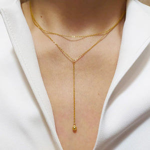 925 Silver Double Layer Tassel Bead Choker Necklace