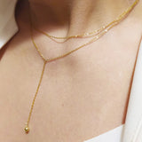 925 Silver Double Layer Tassel Bead Choker Necklace