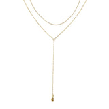 925 Silver Double Layer Tassel Bead Choker Necklace