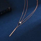 925 Silver Double Layer Zircon Bead Pendant Choker