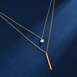925 Silver Double Layer Zircon Bead Pendant Choker