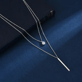 925 Silver Double Layer Zircon Bead Pendant Choker