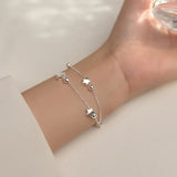 925 Silver Double Layer Zircon Star Bead Charm Bracelet & Bangle