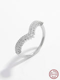 925 Silver Double Layer Zircon V Ring Wedding Engagement Jewelry