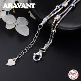 925 Silver Double Layers Bead Tennis Bracelet Chains for Women