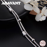 925 Silver Double Layers Bead Tennis Bracelet Chains for Women